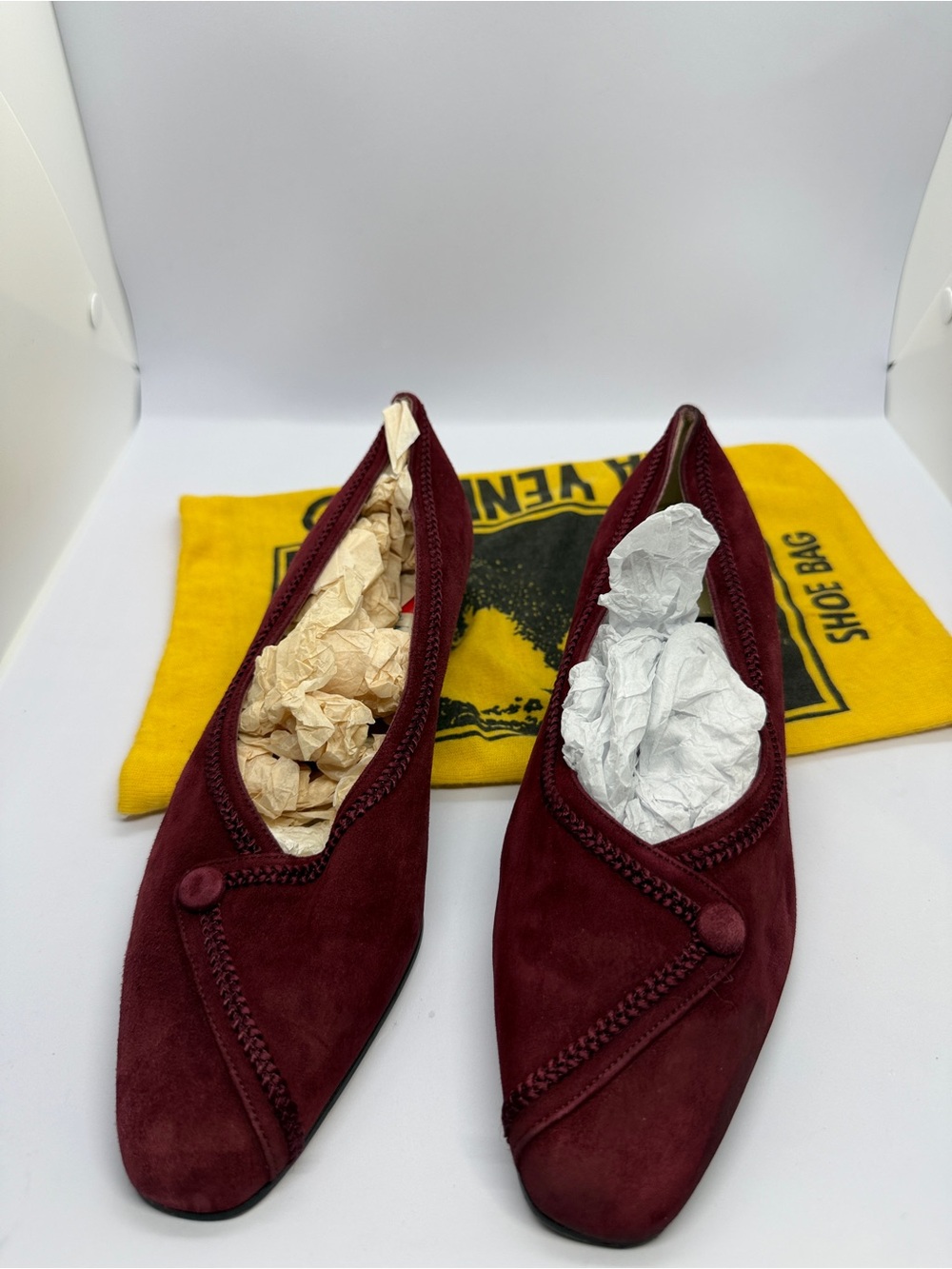 Via Veneto Burgundy Suede Flats